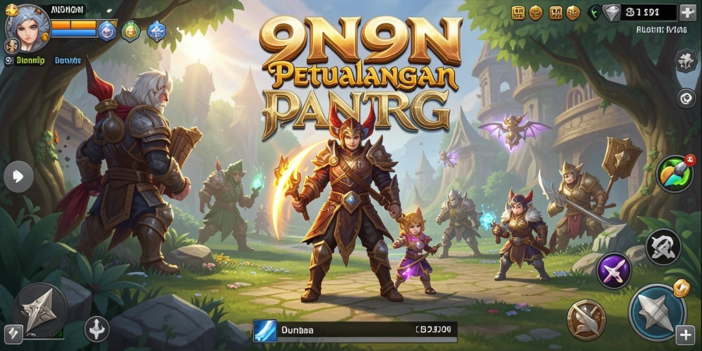 Tampilan gameplay <strong>9N9N</strong> yang penuh aksi dan petualangan RPG.
