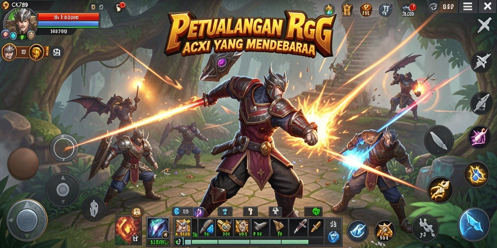 Screenshot CK789 menampilkan aksi pertarungan dalam dunia fantastis.