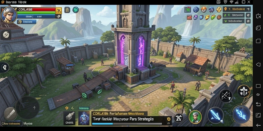 Tampilan gameplay CORLA188 yang menegangkan dalam pertarungan Tower Defense.