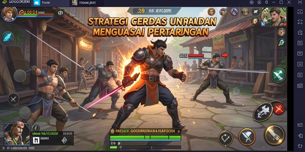 Tangkapan layar utama GOGOREJEKI menunjukkan aksi gameplay strategi yang seru.