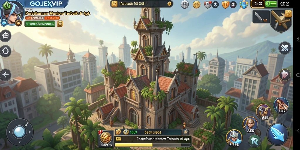 Tampilan gameplay GOJEKVIP yang menegangkan dalam pertahanan menara.