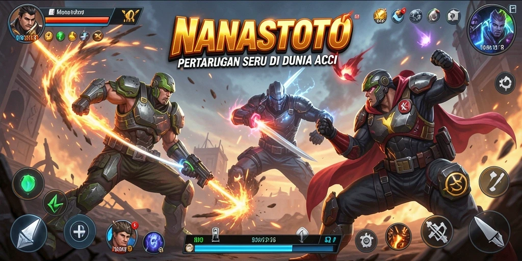 Screenshot NANASTOTO menampilkan aksi mendebarkan dalam pertempuran seru.