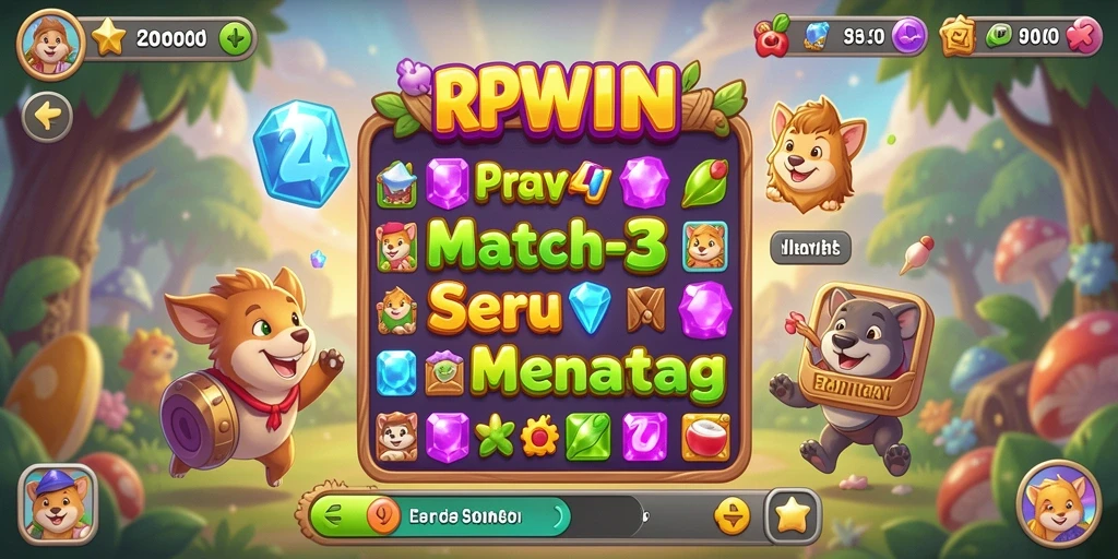 Screenshot gameplay RPWIN menampilkan aksi seru permainan Match-3.