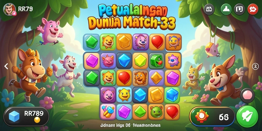Tampilan menarik dari gameplay seru RR789 di level Match-3.