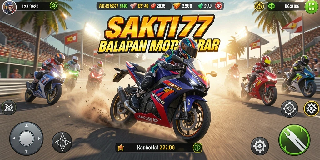 Screenshot utama SAKTI77 menampilkan balapan motor yang mendebarkan.