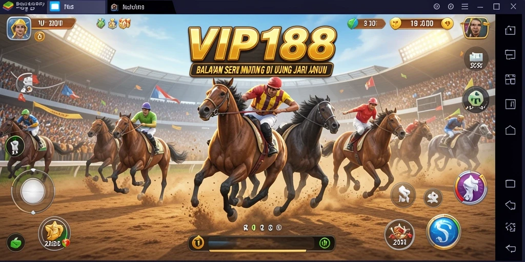 Screenshot menunjukkan aksi balapan mendebarkan di VIP188.